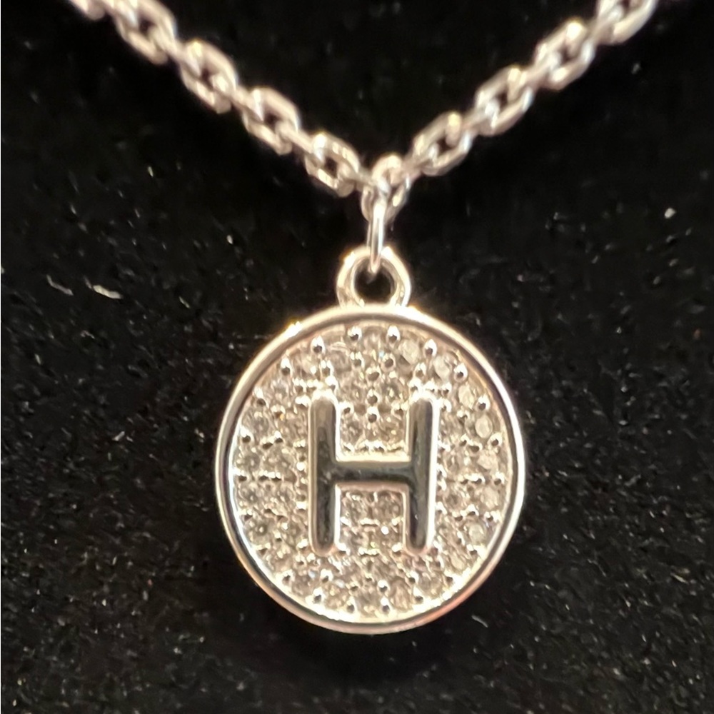 New Quality White Gold Tone Initial “H” Necklace - Pave Rhinestones - Nordstrom